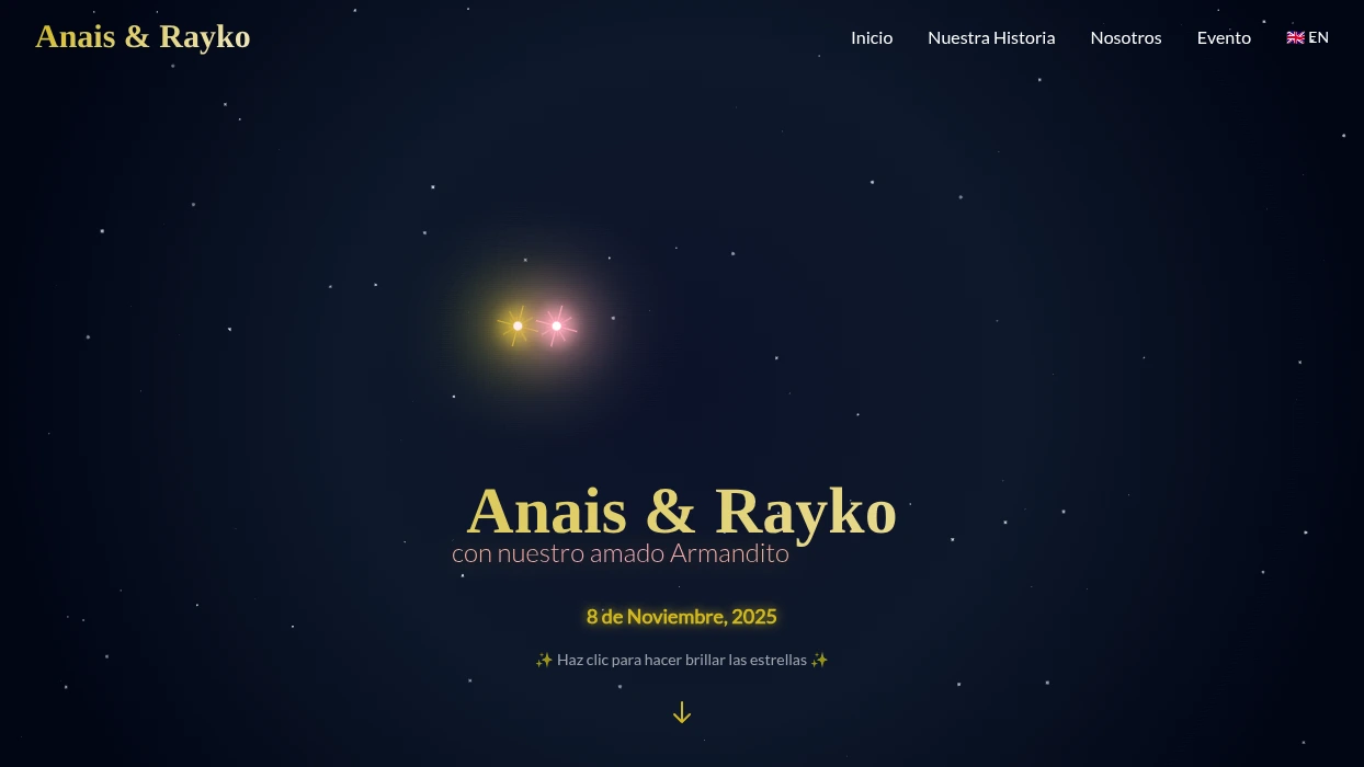 My Wedding Website desktop view